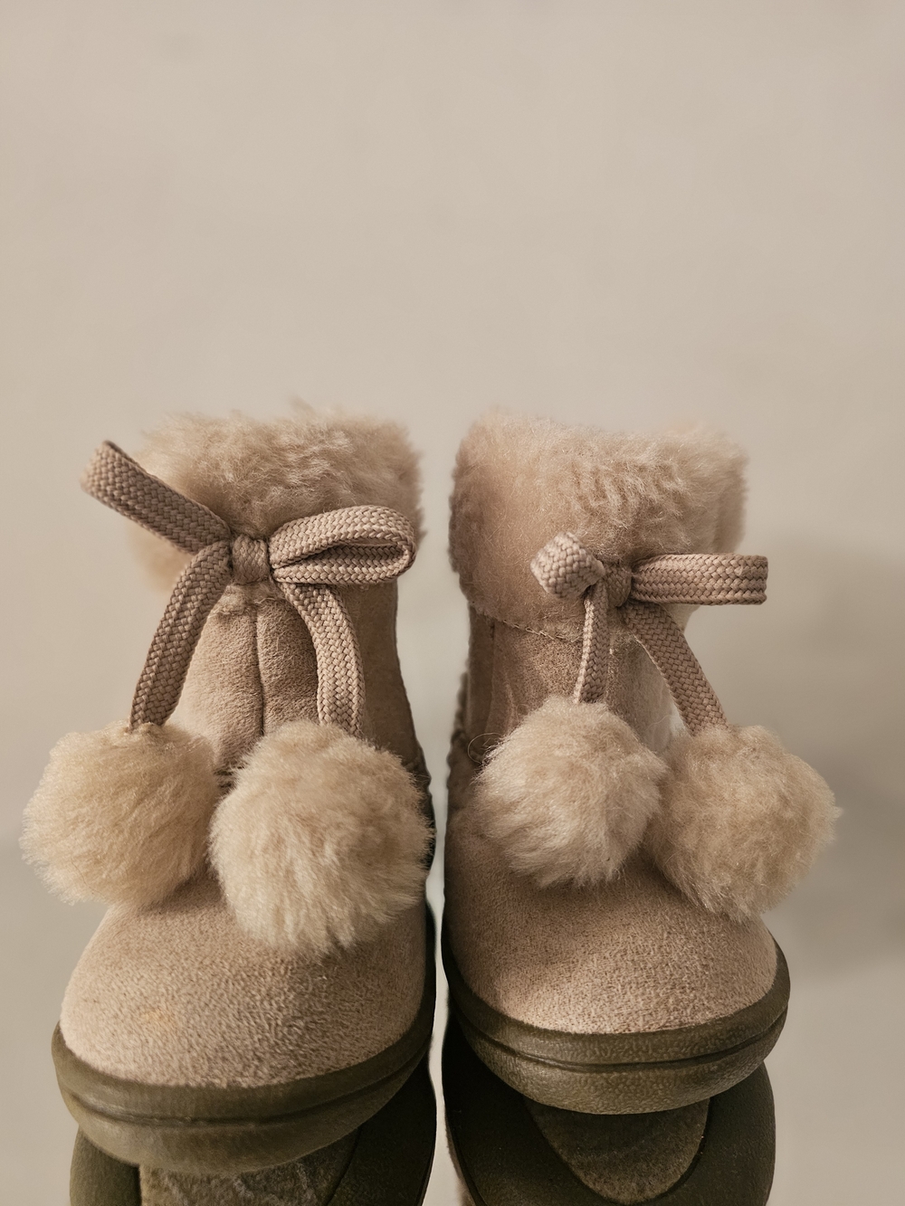 Cozy Pom Pom Faux Fur Toddler Boots - Beige